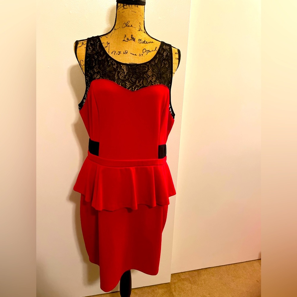 ❤️Black & Red Peplum style Dress ❤️